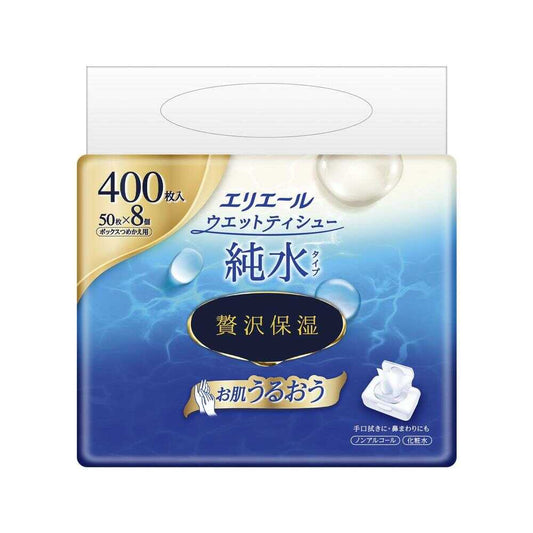 Daio Paper Elleair Wet Tissue Pure Water Type Luxurious Moisture Refill 50 Sheets x 8 Packs