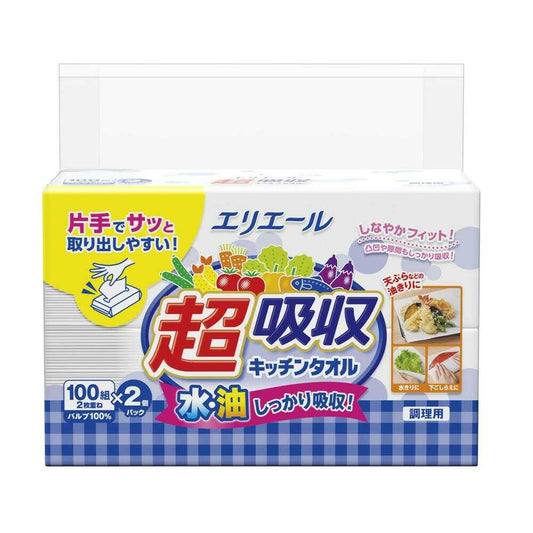 Daio Paper Elleair Super Absorbent Kitchen Towel Sheet Type 100 Sheets x 2