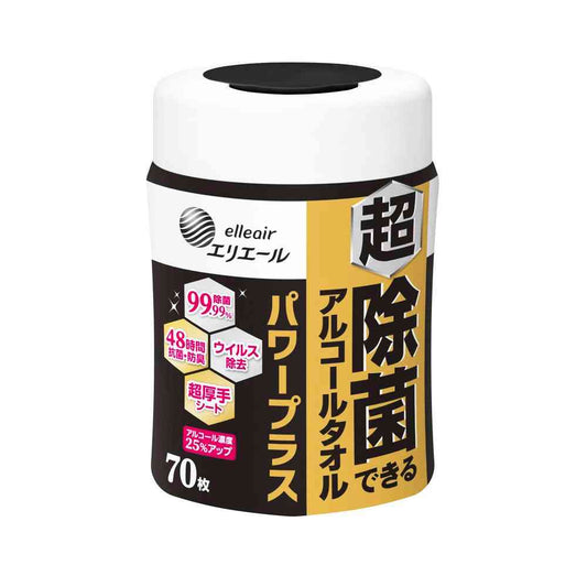 Daio Paper Super Disinfecting Alcohol Wipes Power Plus Bottle 70 Sheets