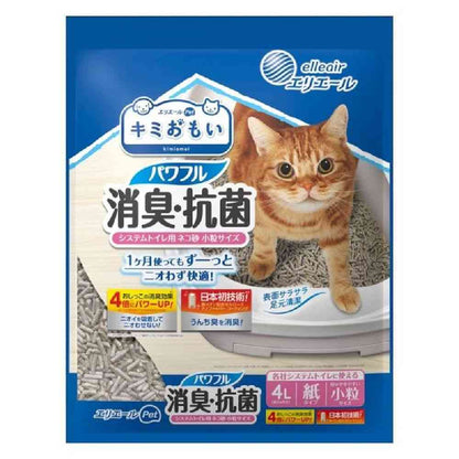 Daio Paper Kimiomoi Powerful Deodorizing & Antibacterial Cat Litter for System Toilets Small Granules 4L