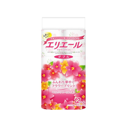 Daio Paper Elleair Toilet Paper Flower Print Double 12 Rolls