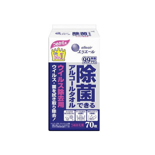 Daio Paper Elleair Alcohol Wipes for Virus Removal Refill 70 Sheets