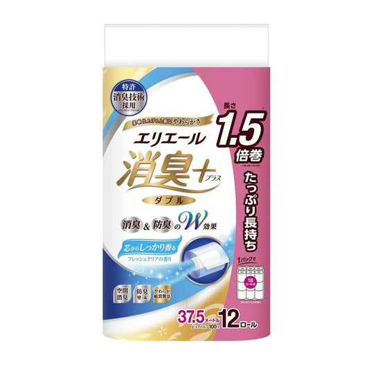 Daio Paper Elleair Deodorizing Toilet Tissue Fresh Clear Scent Double 12 Rolls