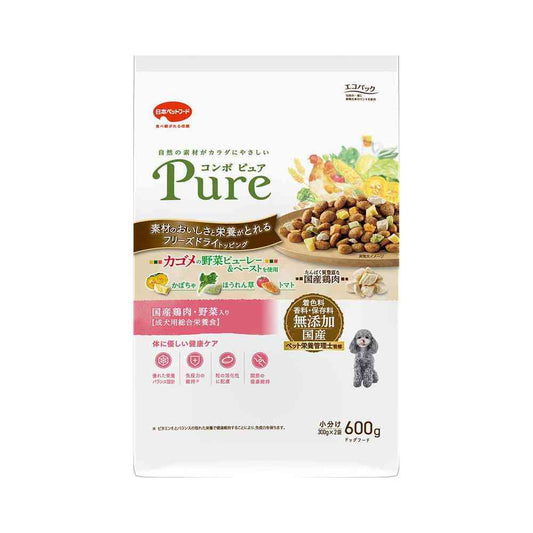 Nihon Pet Food Combo Pure Dog Domestic Chicken and Vegetables 600g (300g x 2)