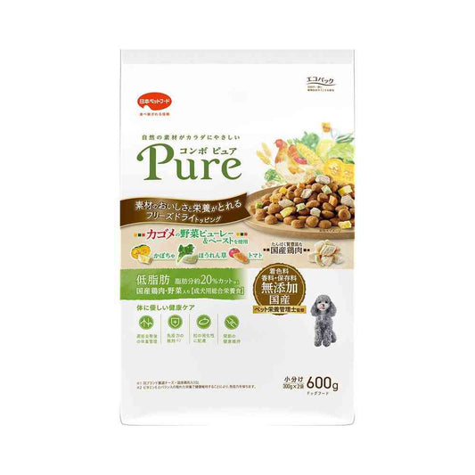Nihon Pet Food Combo Pure Dog Low Fat Domestic Chicken and Vegetables 600g (300g x 2)