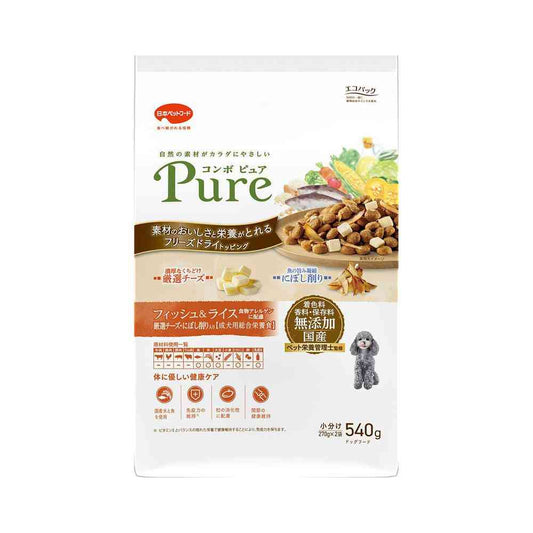 Nihon Pet Food Combo Pure Dog Fish & Rice Selected Cheese and Dried Anchovy Flakes 540g (270g x 2)