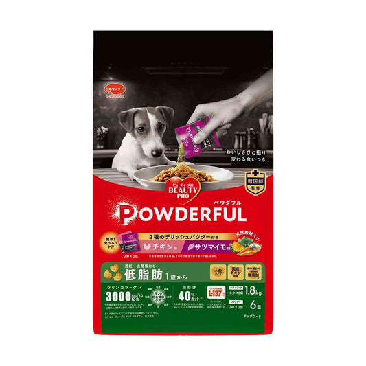 Nihon Pet Food Beauty Pro Dog Powderful Low-Fat Chicken and Sweet Potato Flavor Powder 300g x 6 Bags + 6g x 6 Packs