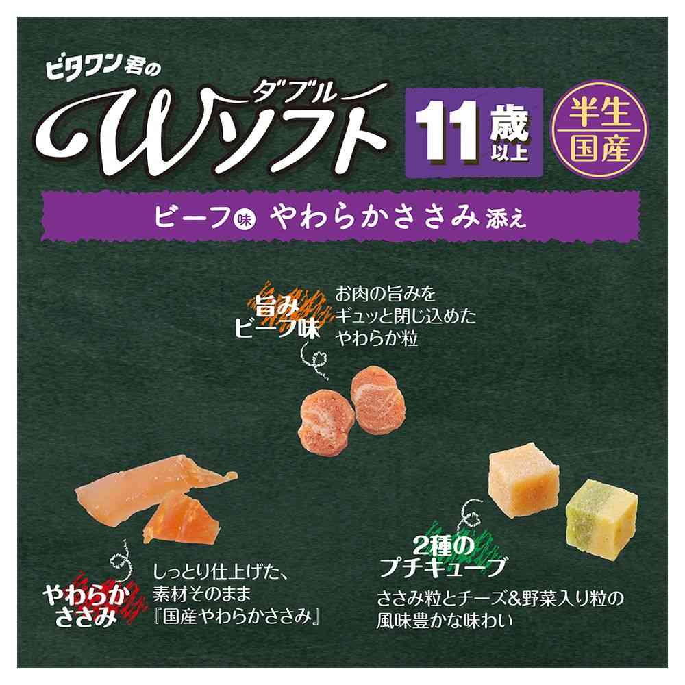 Nihon Pet Food Vitawon W Soft for Dogs Over 11 Years Beef Flavor with Soft Chicken Breast 200g