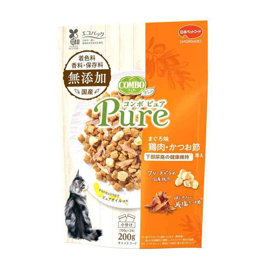 Nihon Pet Food Combo Pure Cat Tuna Flavor with Chicken and Bonito Flakes 200g (100g x 2 bags)