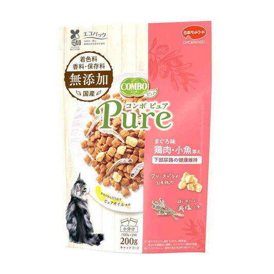 Nihon Pet Food Combo Pure Cat Tuna Flavor with Chicken and Small Fish 200g (100g x 2 bags)