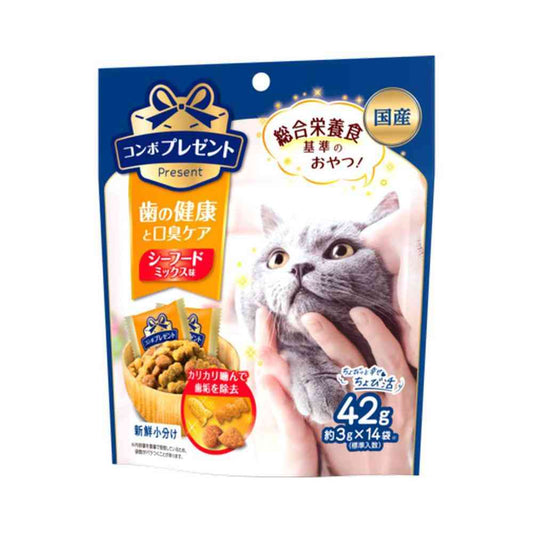 Nihon Pet Food Combo Gift Cat Dental Health and Bad Breath Care Seafood Mix 42g (3g x 14)