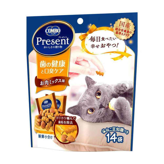 Nihon Pet Food Combo Gift Cat Treats for Dental Health and Bad Breath Care Meat Mix Flavor 42g