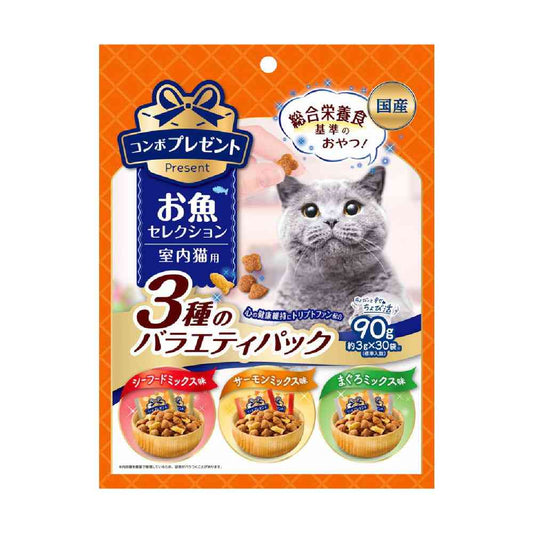 Nippon Pet Food Combo Present Cat Treats Fish Selection Variety Pack 90g (3g x 30 Bags)