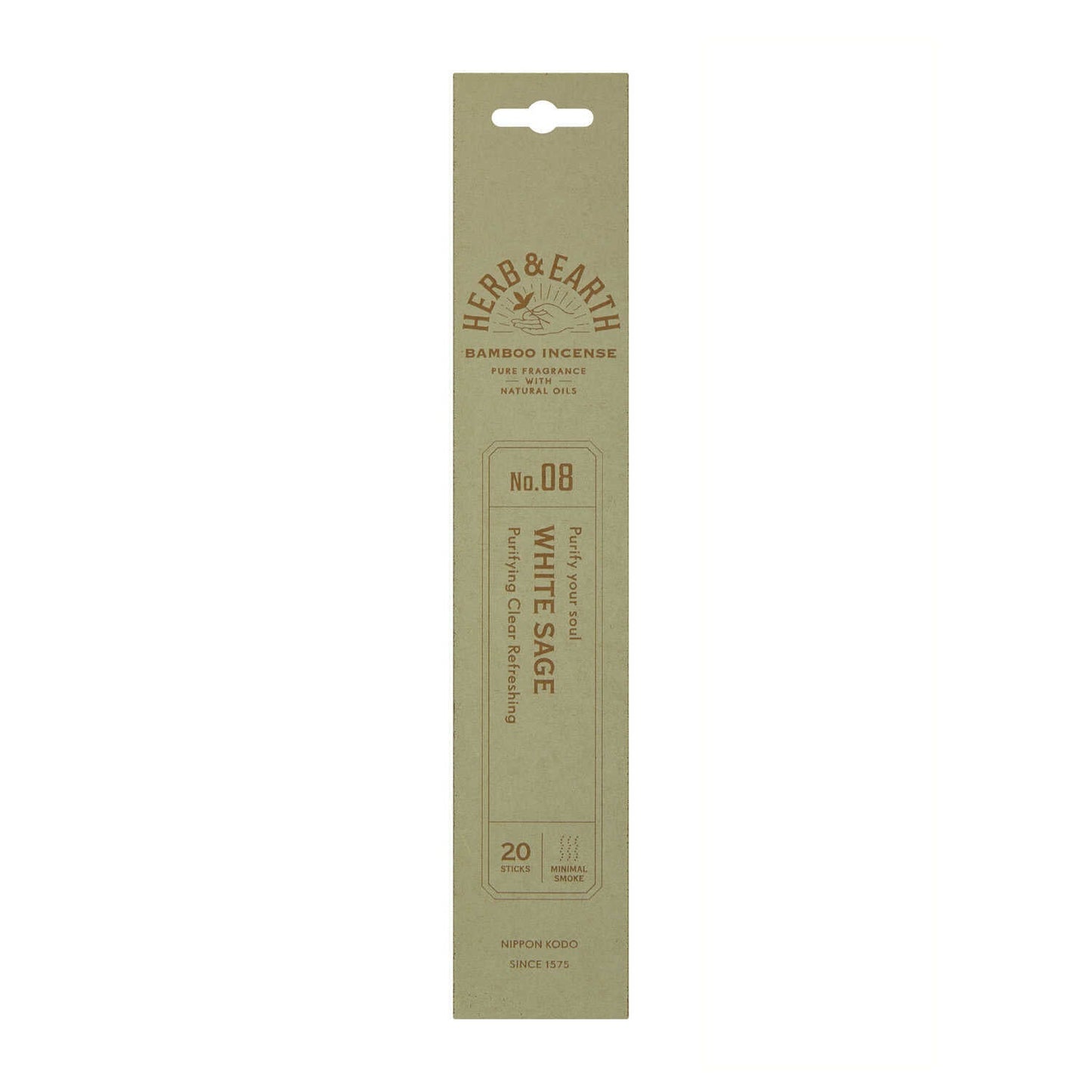 Nihon Kodo H&E Bamboo Incense 08 White Sage 20 Sticks
