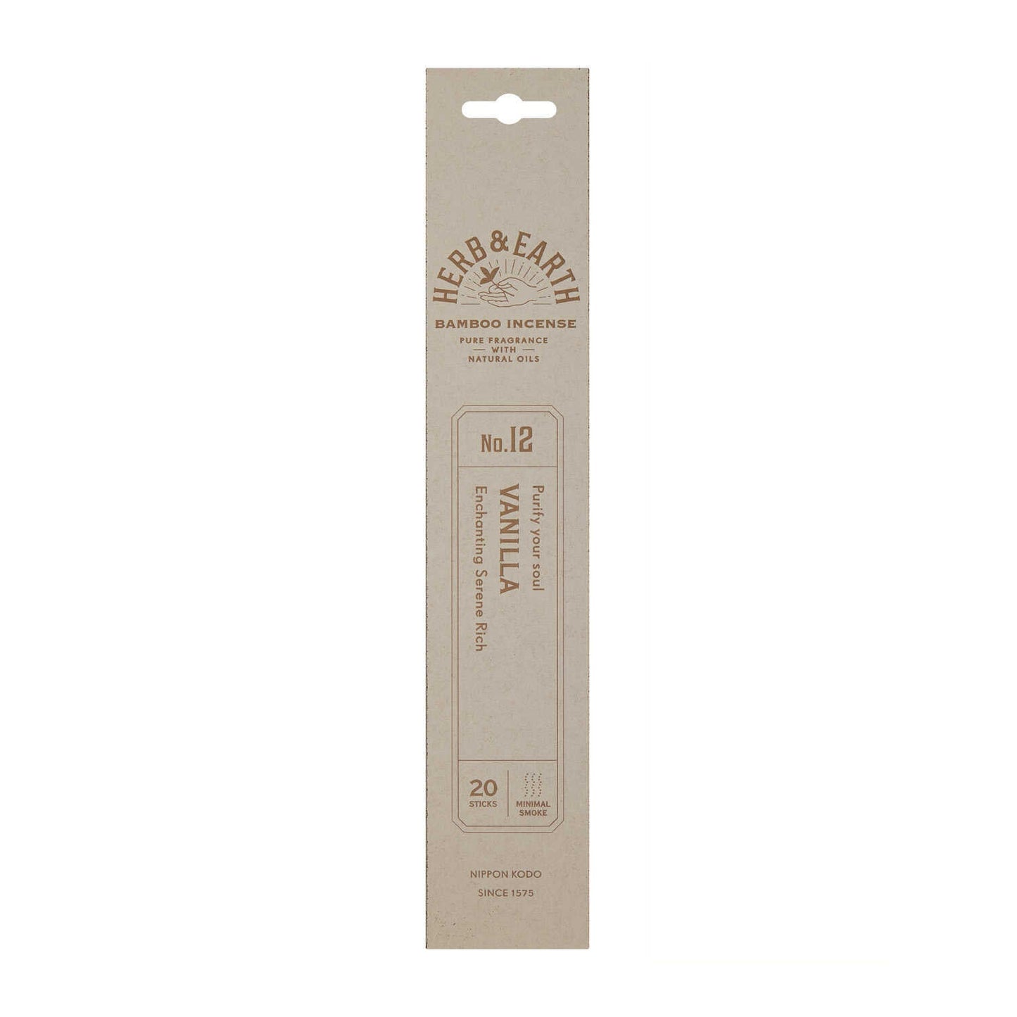 Nihon Kodo H&E Bamboo Incense 12 Vanilla 20 Sticks