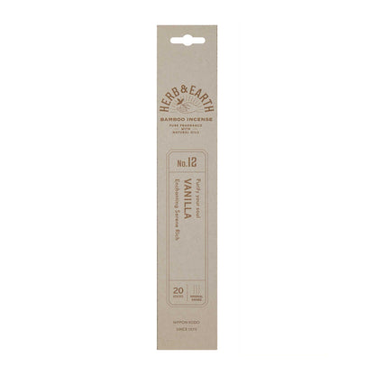 Nihon Kodo H&E Bamboo Incense 12 Vanilla 20 Sticks