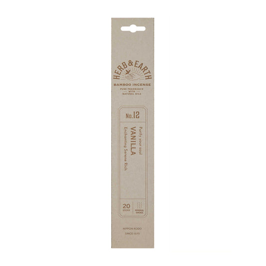 Nihon Kodo H&E Bamboo Incense 12 Vanilla 20 Sticks