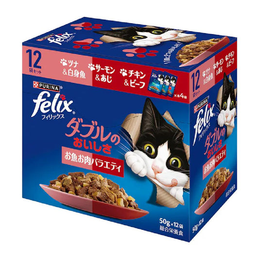 Purina Felix Pouch 12P Double Delicious Fish & Meat Variety 600g