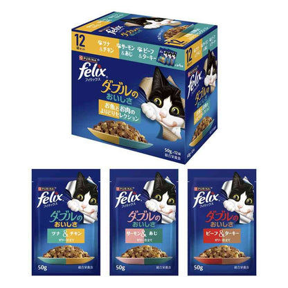 Nestlé Felix Double Deliciousness Fish and Meat Assortment Selection 50g x 12 Bags
