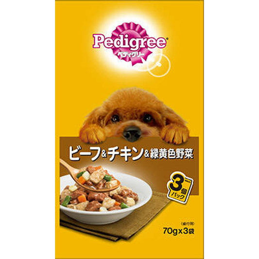 P117 Pedigree Adult Beef & Chicken & Vegetables 70g x 3 Bags
