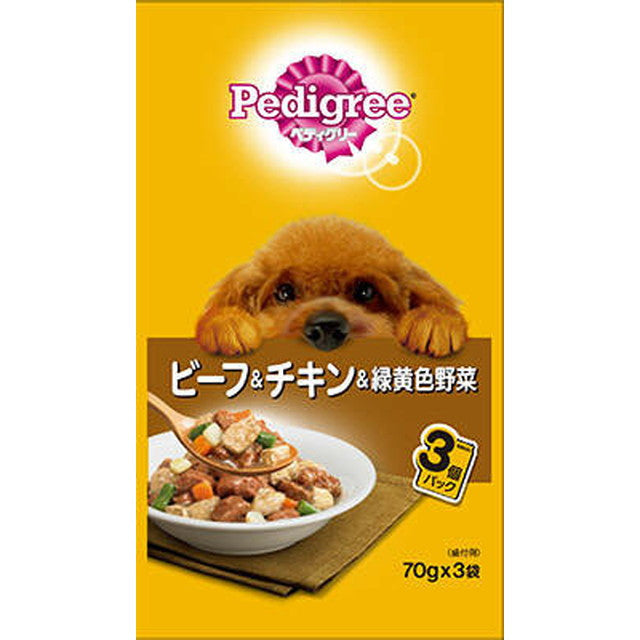 P117 Pedigree Adult Beef & Chicken & Vegetables 70g x 3 Bags