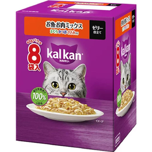 Mars Calcan Pouch Fish and Meat Mix Tuna, Bonito, Chicken Breast 60g x 8