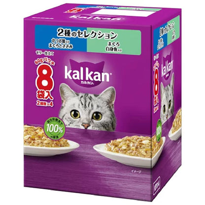 Mars Calcan Pouch Selection of Two Types Bonito Flakes and Chicken Breast Tuna White Fish 60g x 8
