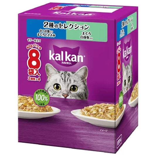 Mars Calcan Pouch Selection of Two Types Bonito Flakes and Chicken Breast Tuna White Fish 60g x 8