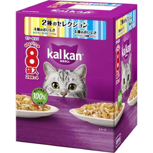 Mars Whiskas Pouch Selection of 2 Types Tuna, Sea Bream, Crab Stick, Chicken Breast / Tuna, Sea Bream, White Fish, Salmon 60g x 8