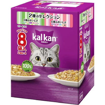 Mars Whiskas Pouch Selection of 2 Types Tuna, Sea Bream, White Fish, Scallop / Tuna, Bonito, Salmon, Shrimp Flavor 60g x 8