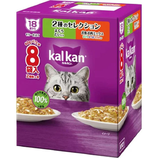 Mars Whiskas Pouch 18+ Selection Tuna, Snapper & Chicken 60g x 8