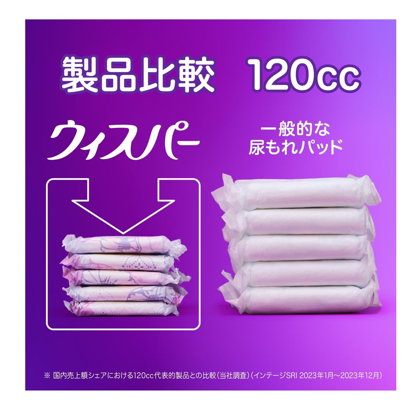 P&G Whisper Ultra Thin Absorbent Medium Use 38 Sheets (50cc)