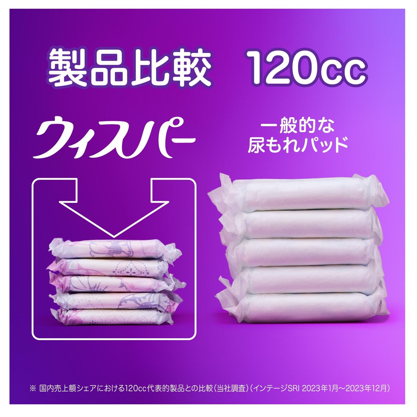 P&G Whisper Ultra Thin Absorbent Safe Light Use 44 Pieces (30cc)