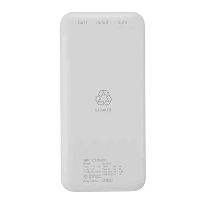 Maxell USB Type-C Compatible Mobile Battery 10000mAh Slim Compact White MPC-CE10000 WH