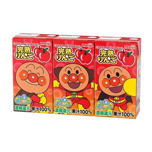 Meiji Go! Anpanman Ripe Apple 100 125ml x 3 Pack