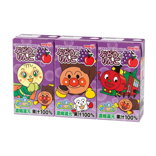 Meiji Anpanman Grape and Apple 125ml x 3 Pack