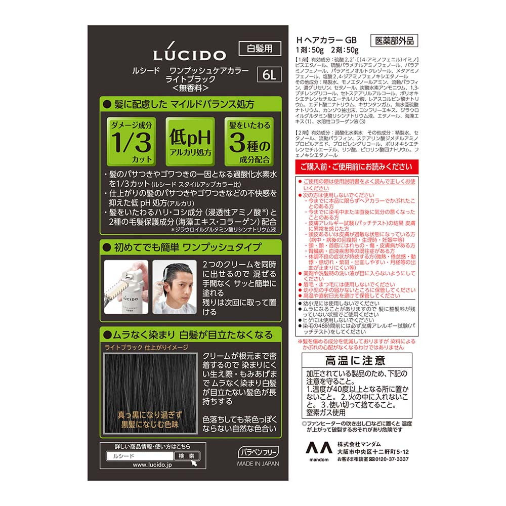 Lucido One Push Care Color Light Black 50g (1st Agent) & 50g (2nd Agent)