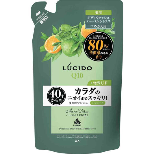 Lucido Medicinal Deodorant Body Wash Non-Menthol Herbal Citrus Refill 380ml