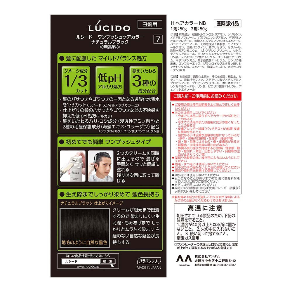 Mandom Lucido One-Push Care Color Natural Black