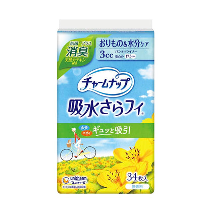 Charm Nap Absorbent Saranfi Panty Liner Deodorizing (3cc) Unscented 34 Sheets