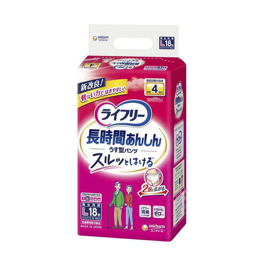 Lifree Thin Type Assurance Pants L, 18 Sheets (4 Packs)