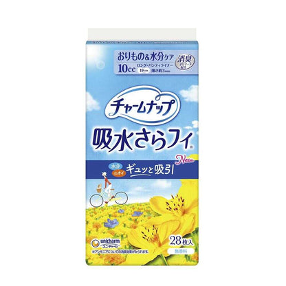 Charm Nap Absorbent Saranfi Panty Liner Long (10cc) Unscented 28 Sheets