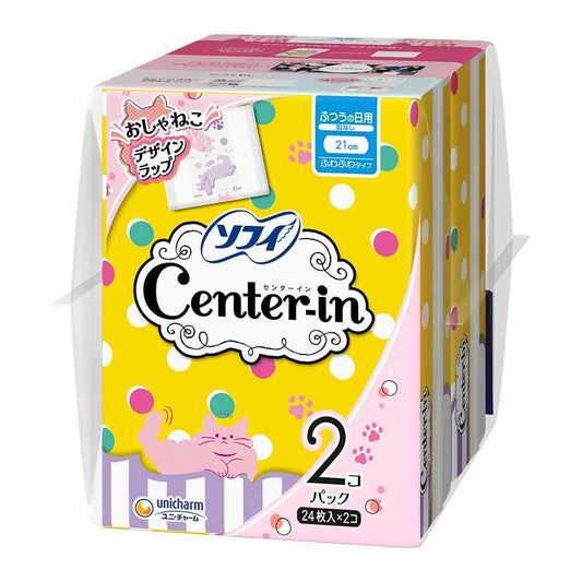 Uni-Charm Center-In Fluffy Type Normal Days without Wings 24 Pieces x 2