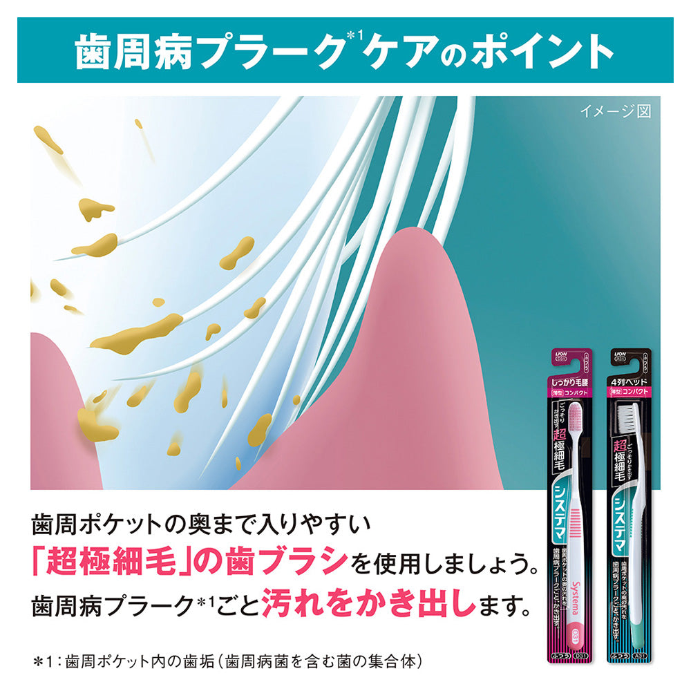Lion Systema Toothbrush Compact Straight Handle Regular 1 Piece (Color Not Selectable)