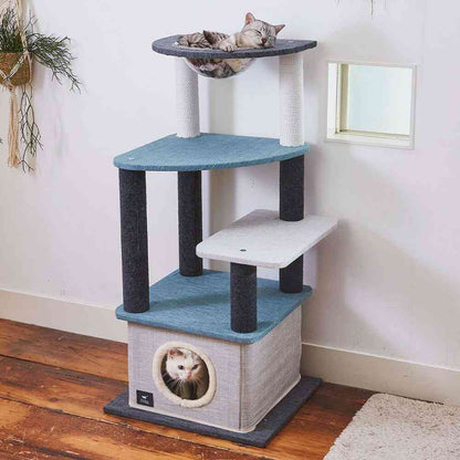 Necoco Cat Living Tower Clear Bowl & House Type