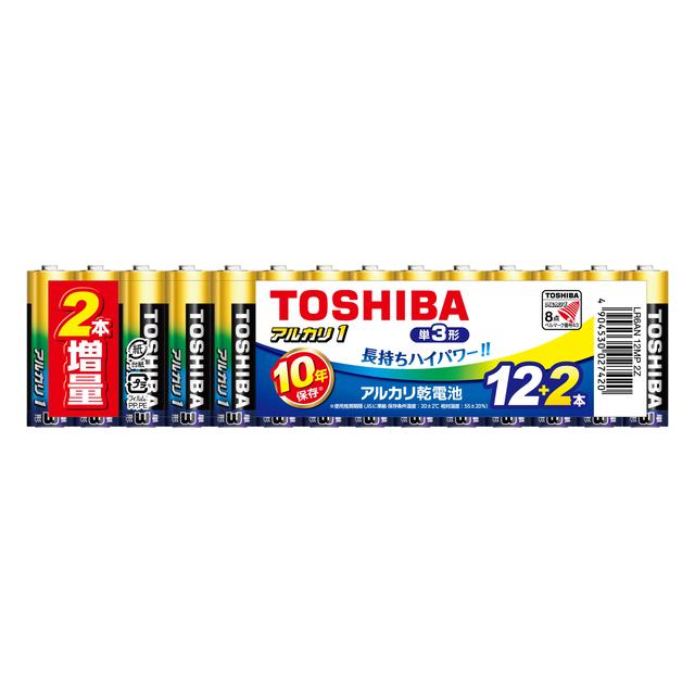 Toshiba Alkaline Battery Type AA 12+2 Pack