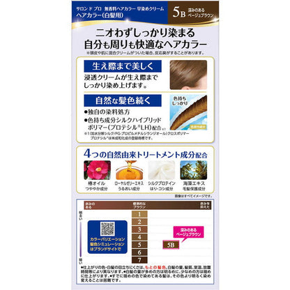 Salondopro Fragrance-Free Hair Color Quick-Drying Cream (Gray Hair) 5B Deep Beige Brown 1st Agent 40g, 2nd Agent 40g