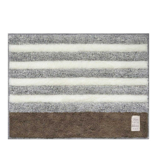Okato Fluffy Bath Mat Border 60x45cm Gray