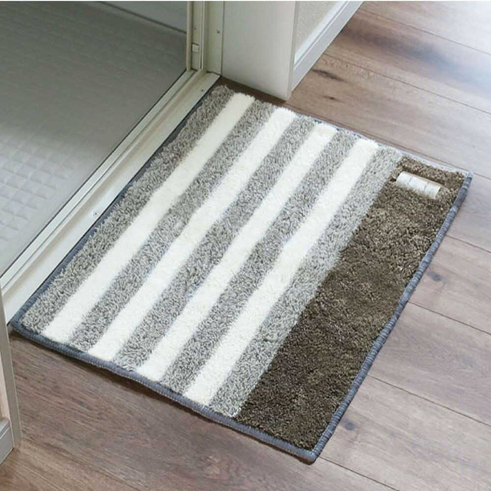 Okato Fluffy Bath Mat Border 60x45cm Gray