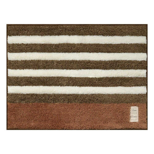 Okato Fluffy Bath Mat Border 60x45cm Brown